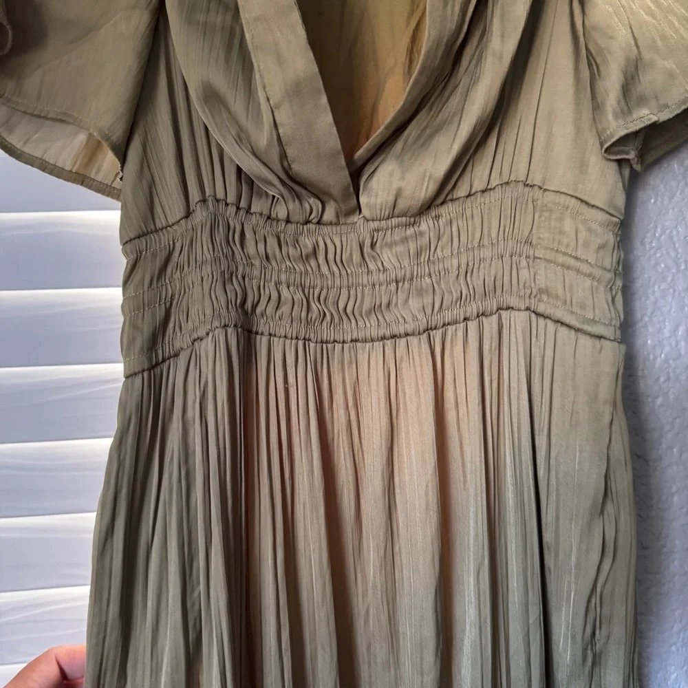 SUMMER COLLECTION ANTHROPOLOGIE Olive Green Maxi Dress Somerset collection - Picture 12 of 14